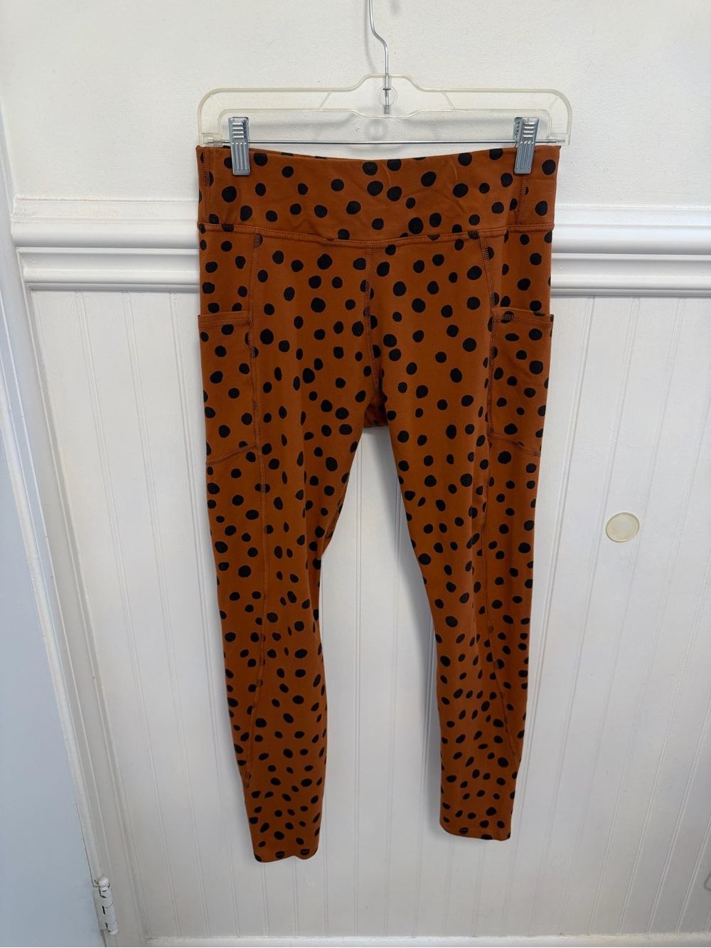 Pact Rust Brown Polka Dot Leggings with Black Dots